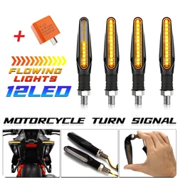 Motorcycle LED Turn Signals Light Amber Flasher Flowing Water Built Relay 12LED Turn Signal Lamp Motorcycle Flashing Lights