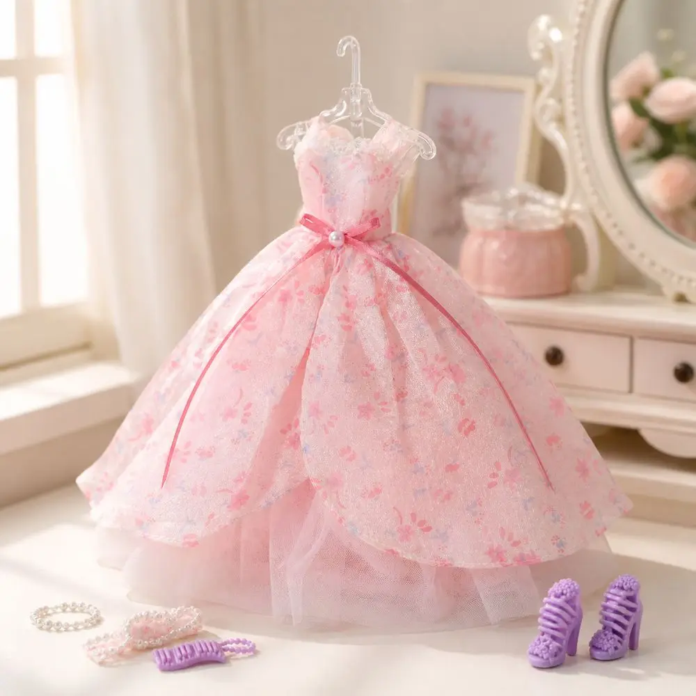 New Layered Full Skirt Fashion Dress 1/6 Scale Sparkle Details Princess Gown Elegant Style Clothing Set Play