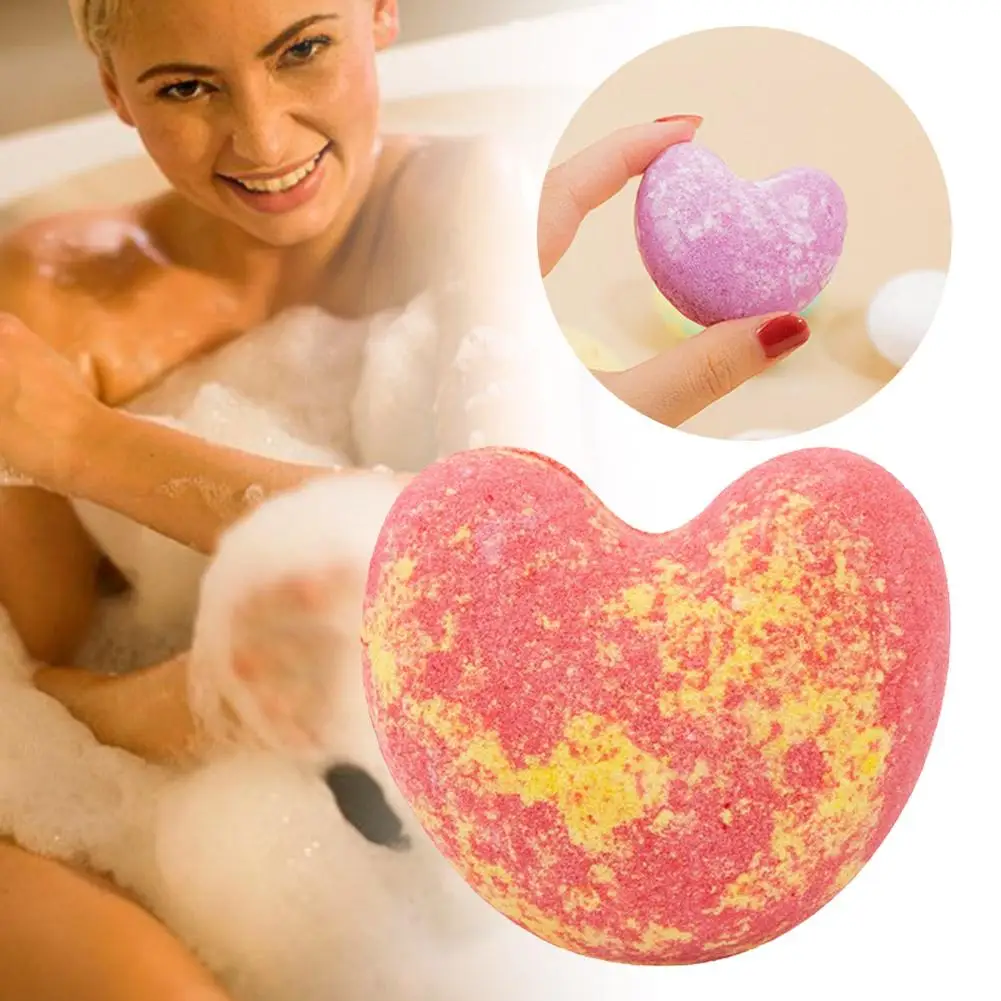 Boule de Sel de Bain en Forme de Cœur, Huile Essentielle, VPN ding Foot Spa, Produits de Nettoyage, Arc-en-Ciel Souligné, X1H0, 40g