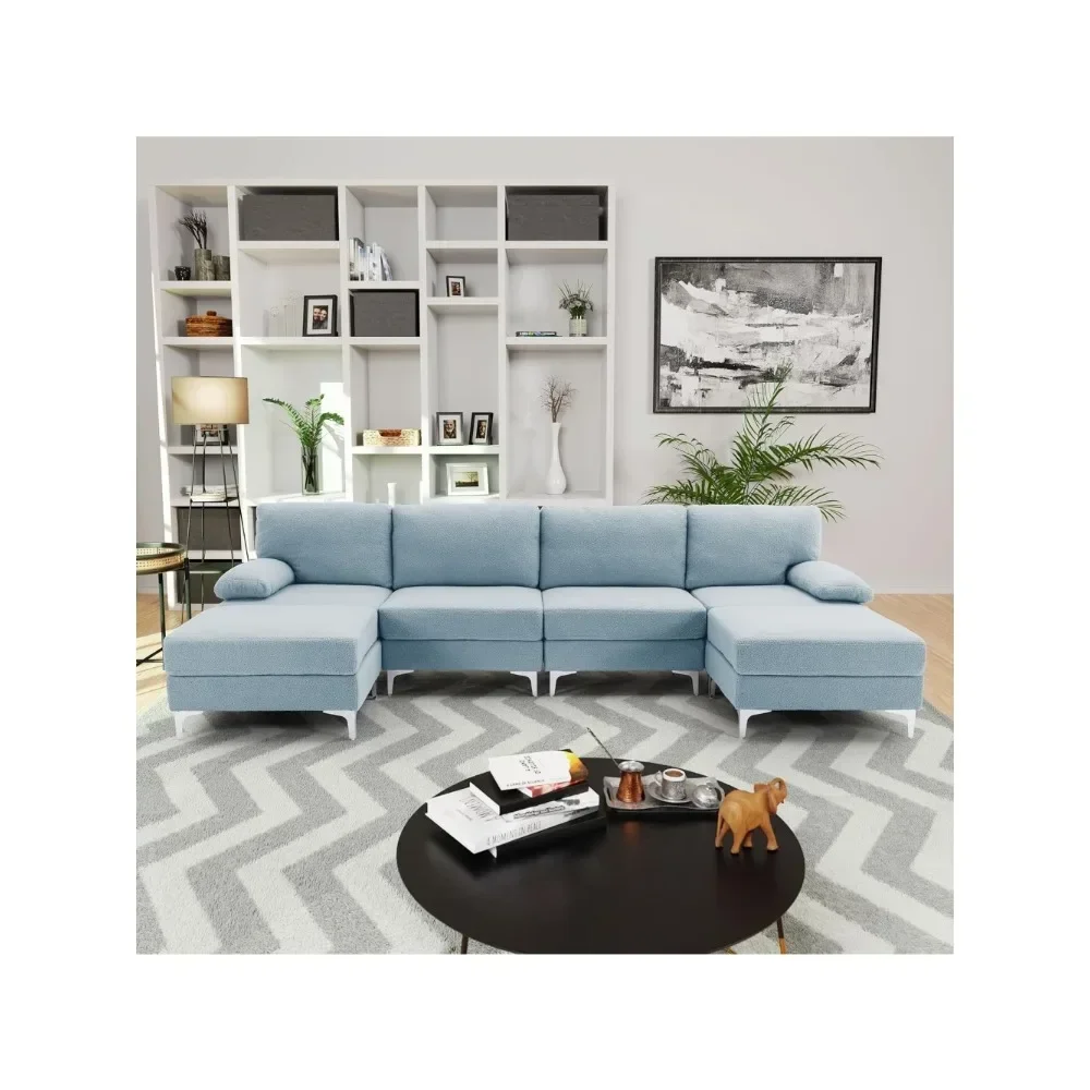 

Современный тканевый модульный диван U-образной формы с 6 секциями, диван для гостиной, большой, бежевый