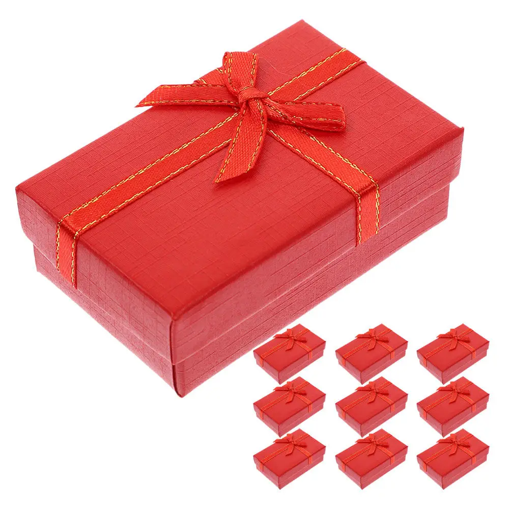 10Pcs Cardboard Jewelry Packaging Boxes Heart Pattern Elegant Ring Earring Necklace Present Boxes Small Gift Storage