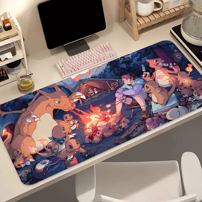 Anime Mouse Pad 90x40cm Pokemon Charizard Carpe PC Gamer Computer Mausepad Varmilo Keyboard Gaming Accessories Extended Desk Mat
