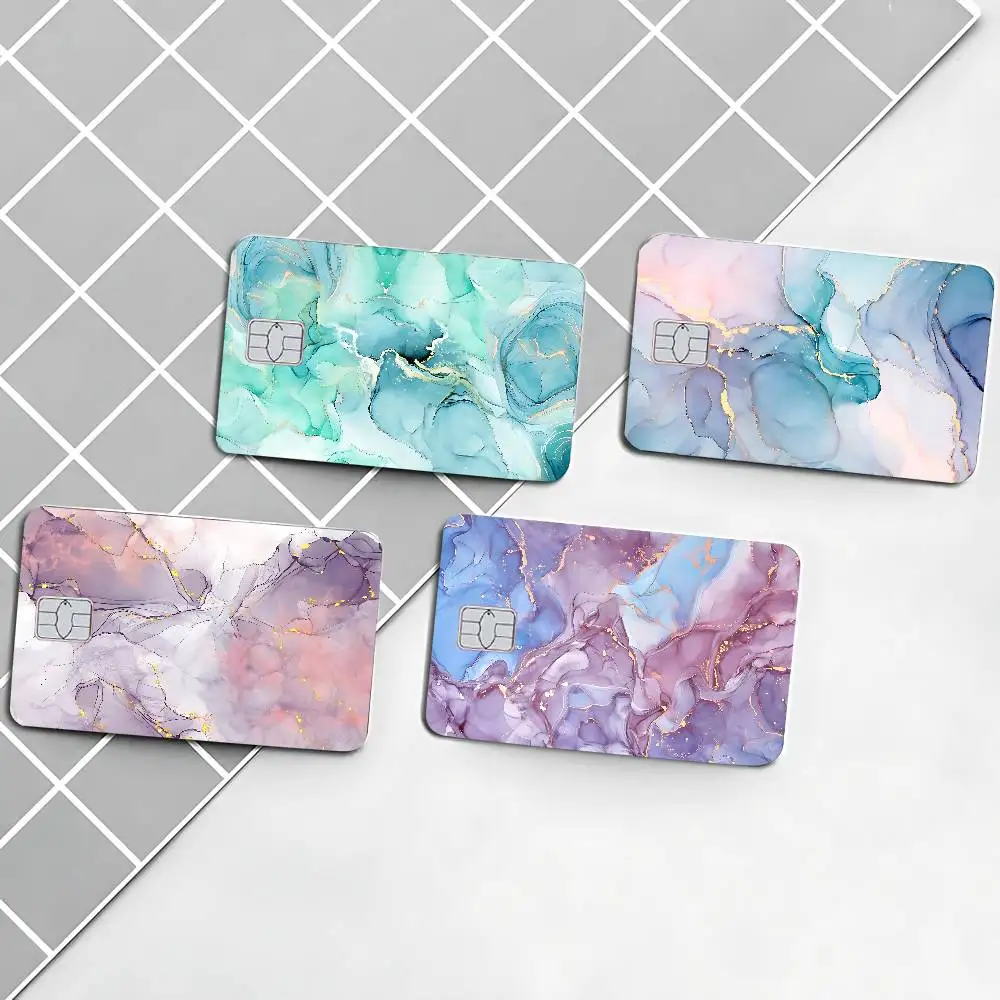 Autocollants de peau de carte de crédit en marbre noir or de luxe pour carte bancaire VISA carte de transport autocollant étanche anti-rayures femmes