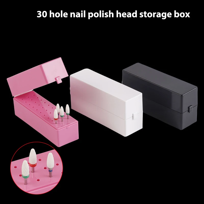 30 Holes Nail Drill Bits Storage Box Nail Grinding Head Holder Stand Display Container Milling Cutter Manicure Organizer Stand