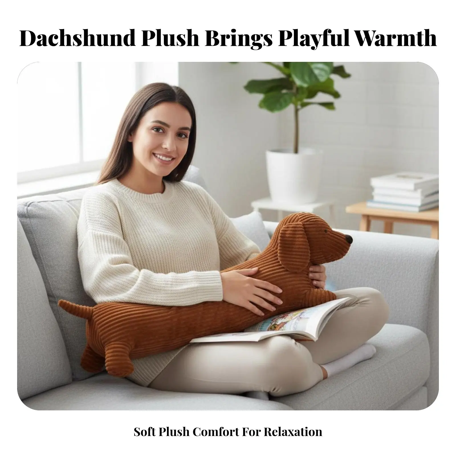

Dachshund Stuffed Plush Pillow, Cute Long Support Pillow, Sofa Leg Pillow, Home Decoration