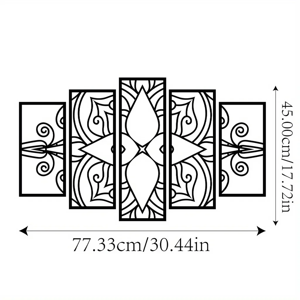 5pcs/Set, Mandala Wall Decor Laser Cutting Metal Wall Art, Metal Wall Hanging, Mandala Wall Decor Metal Art
