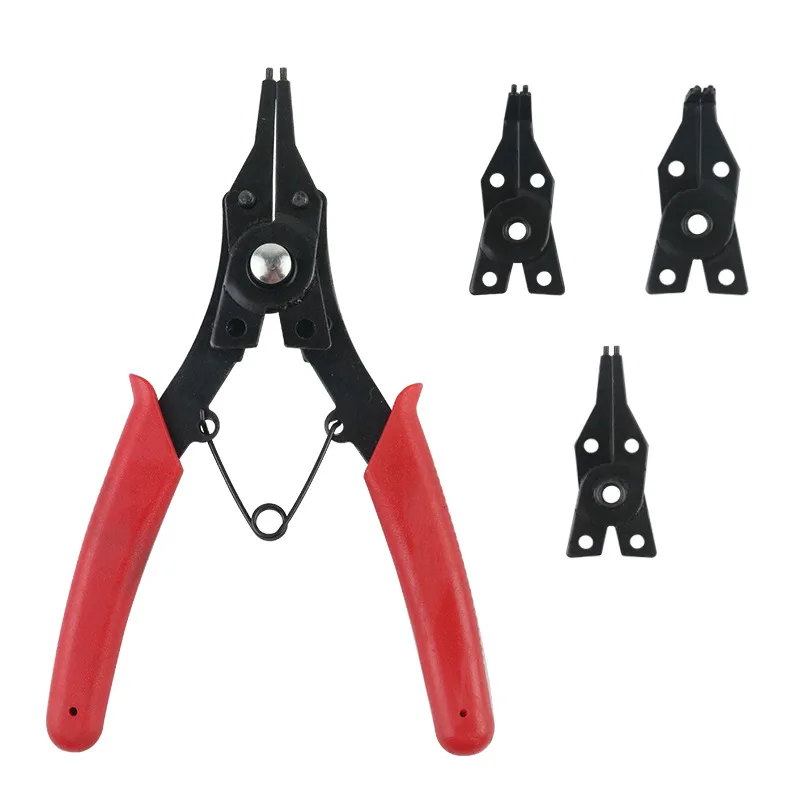 4-In-1 Circlip Pliers Set Snap Ring Pliers Multi Crimp Removable Plier Head Retaining Circlip Pliers Hand Tools Multifunctional