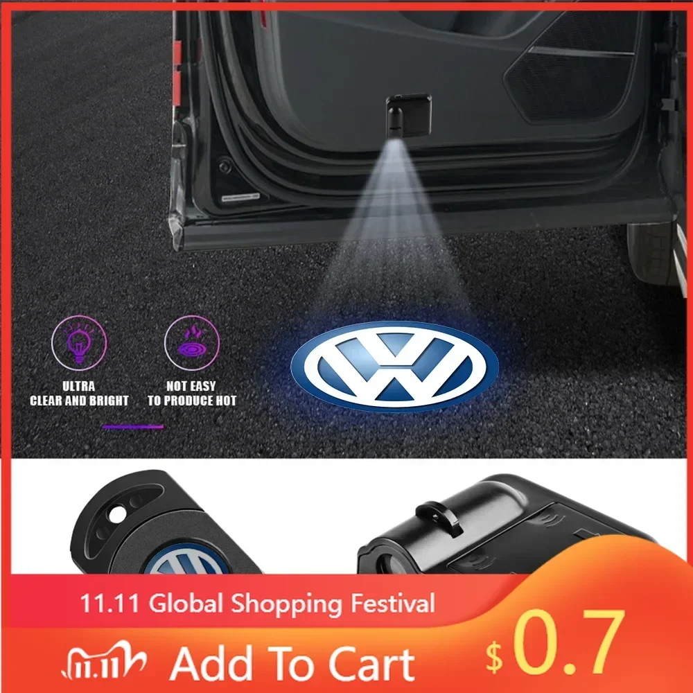 

For VW 2PCS car door welcome lamp battery free installation is suitable for Volkswagen Golf 5 6 7 Jetta Polo Caddy GTI Bora MK