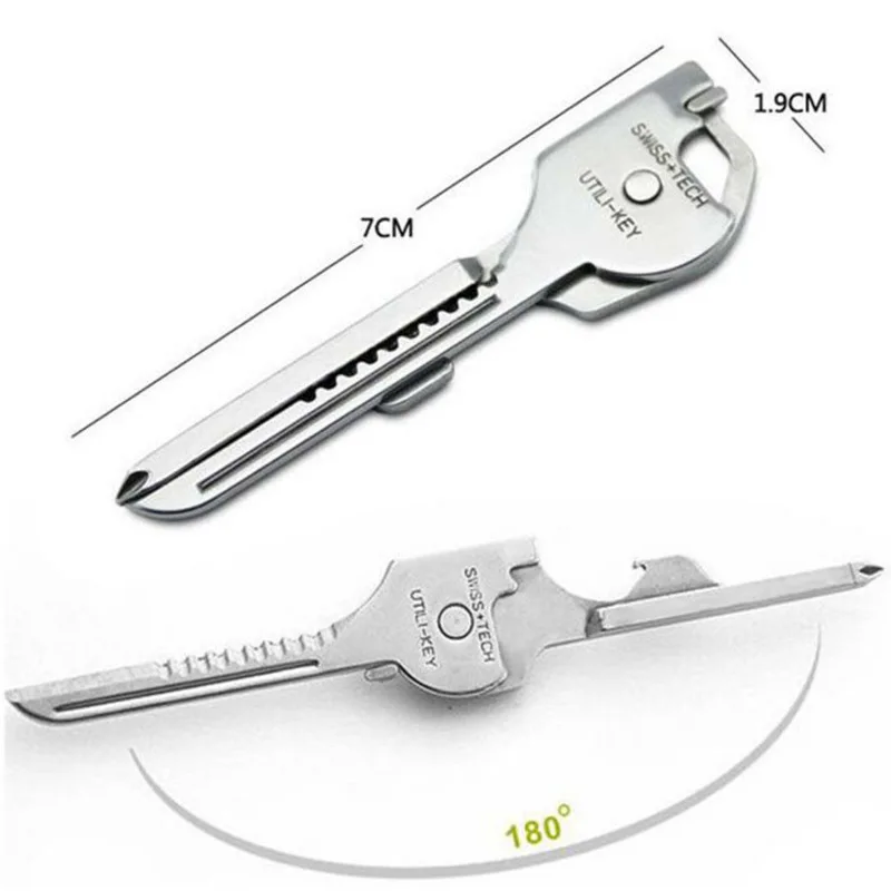 1PC EDC Multi Tool 6 in 1 Stainless Steel Utili-Key Key Ring Chain Pendant Pocket Cutter Mini knife unboxing knife Screwdriver