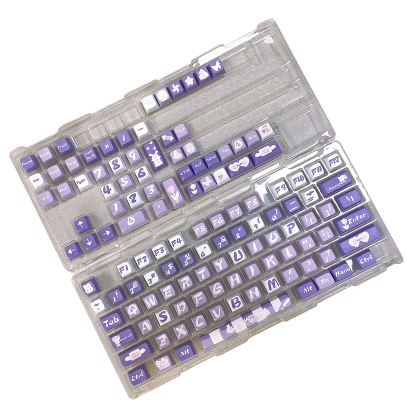 126 Key PBT Keycap MDA Key Set Of Hydrangea Dye Sublimation for Mechanical Keyboards