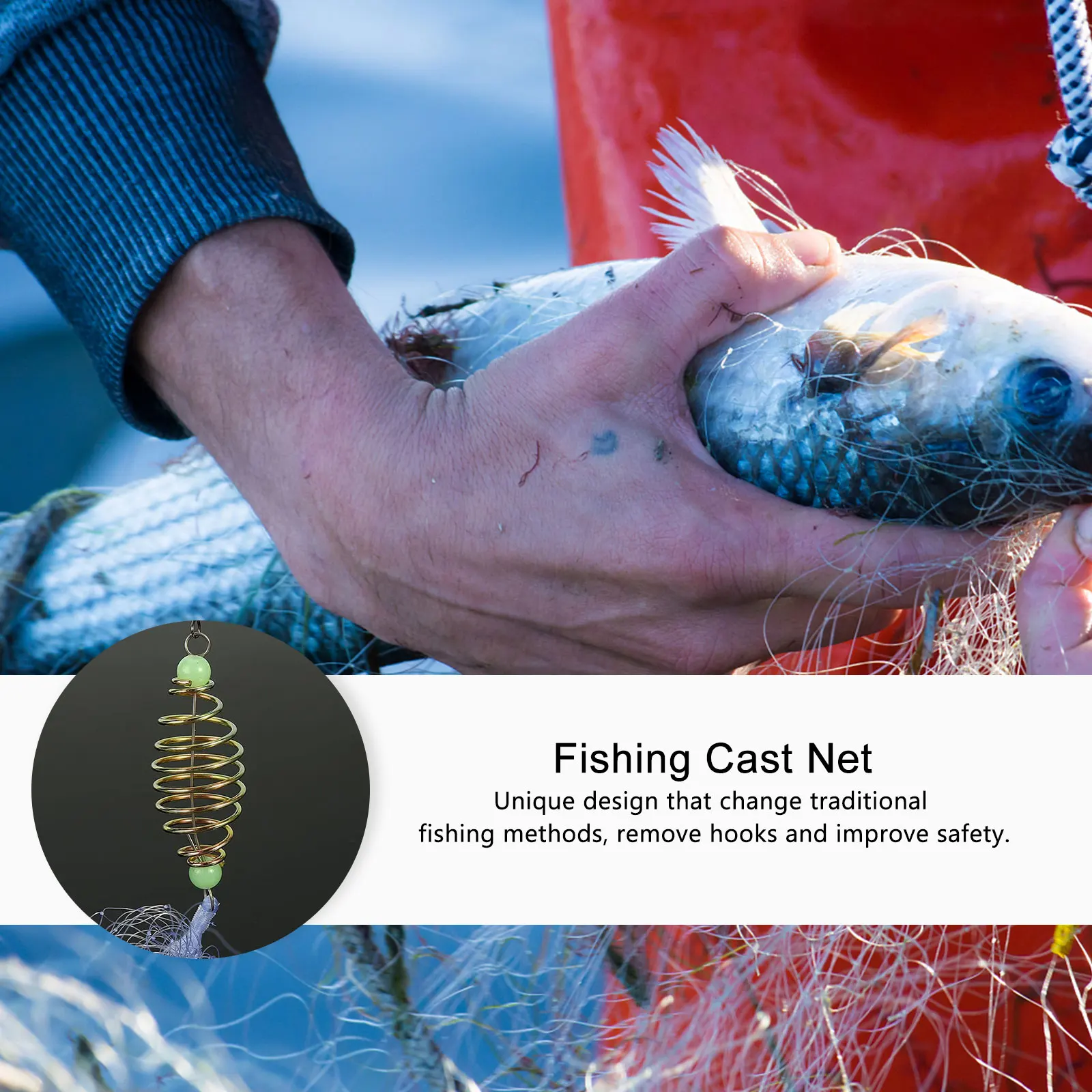 

4Pcs Fishing Cast Net Nylon Safety Freshwater Throw Catch Net Saltwater Bait Trap Trap Netting Saltwater Fishnet