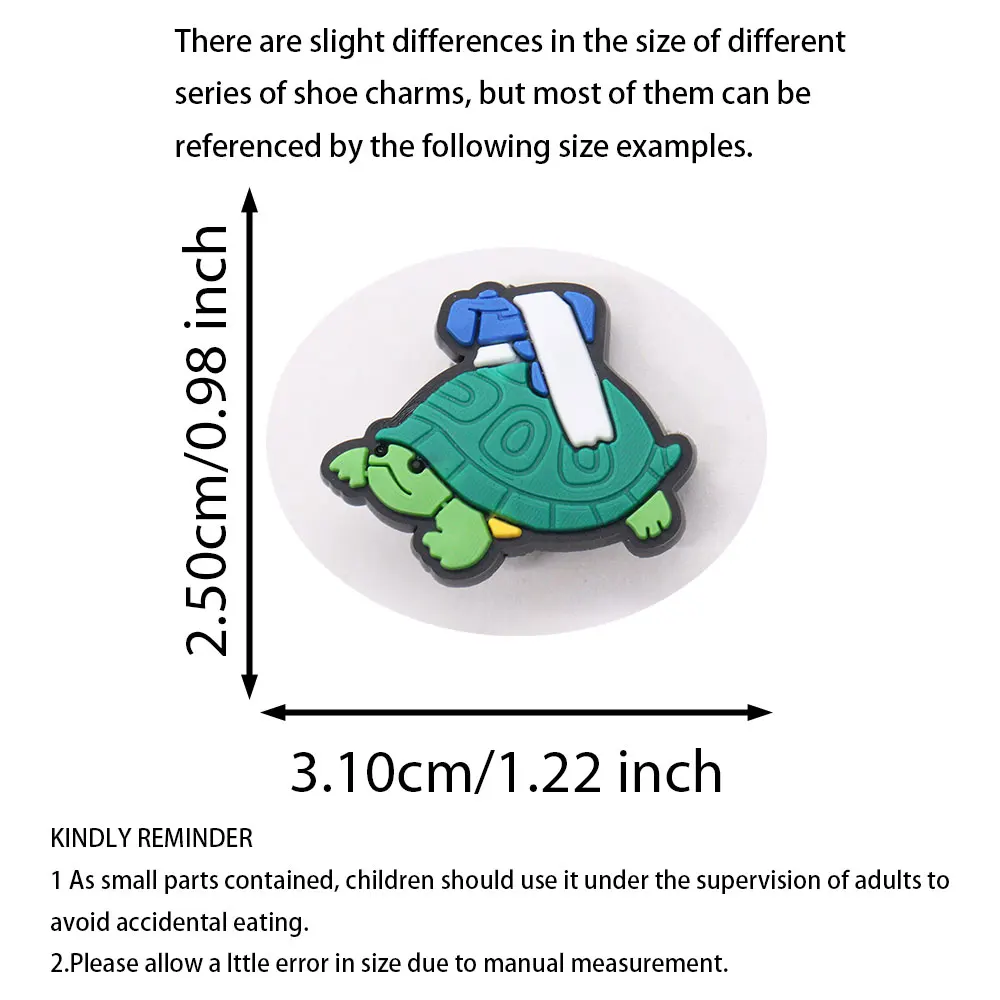 New Arrival 1-17Pcs Green Turtle Cartoon Character Shoe Charms Boys Buckle Accessories DIY Phone Case Holiday Gifts