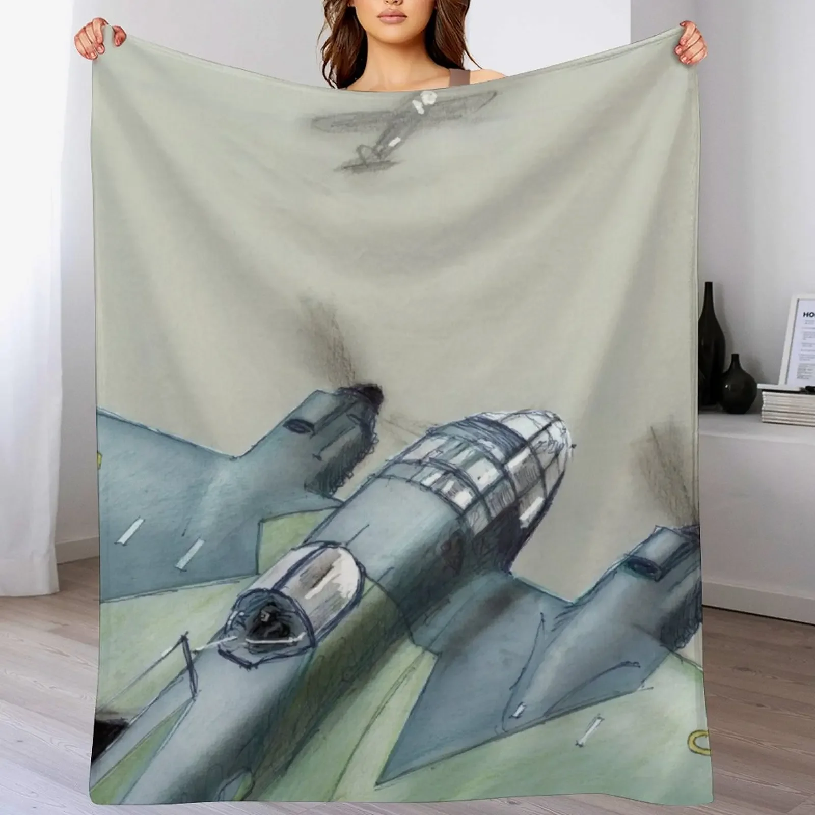 

He-111 bomber by Dennis Weber of ShreddyStudio Throw Blanket Plush Personalized Gift Giant Sofa Softest Blankets