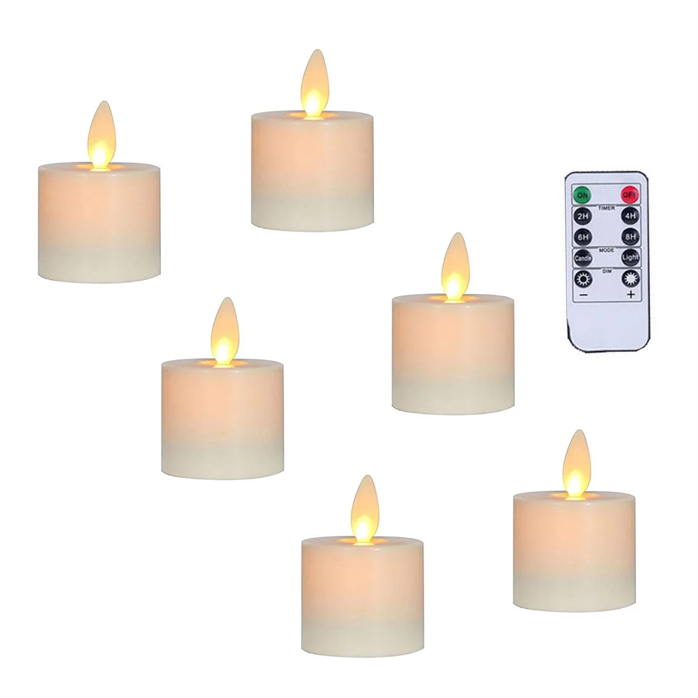 6Pcs Electronic Lamps Powered Realistic Flameless LED Decorative Small Desktop Light Atmosphere Scene Decor