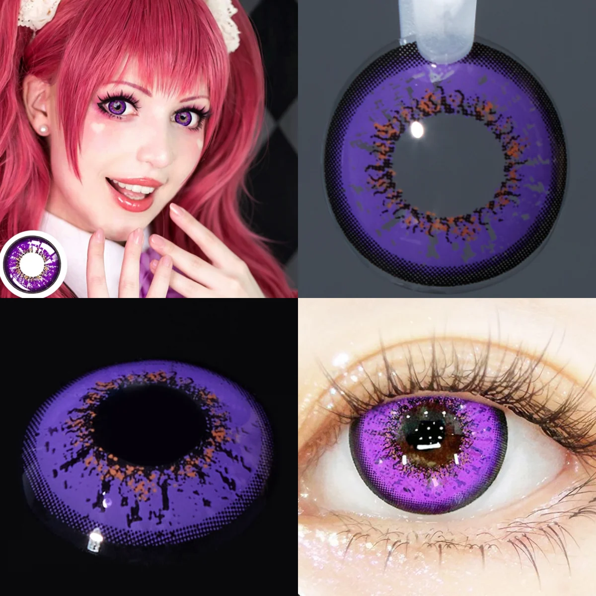 VISUASHOW Gelbe Anime Cosplay Farbkontaktlinsen 1 Paar halbjährig weiche Linsen 14.2mm für Halloween Weihnachten Party Augen Make-up – Detail 7