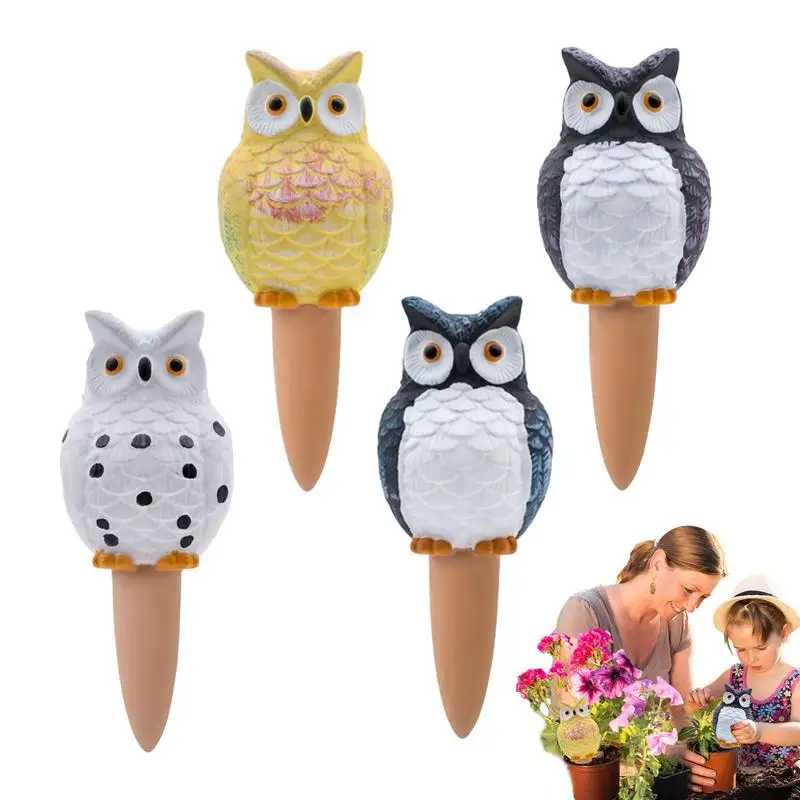 

Pot Watering Spikes 4PCS Owl Shape Automatic Watering Stakes Portable Watering Stakes For Vegetables Succulents Cute Watering