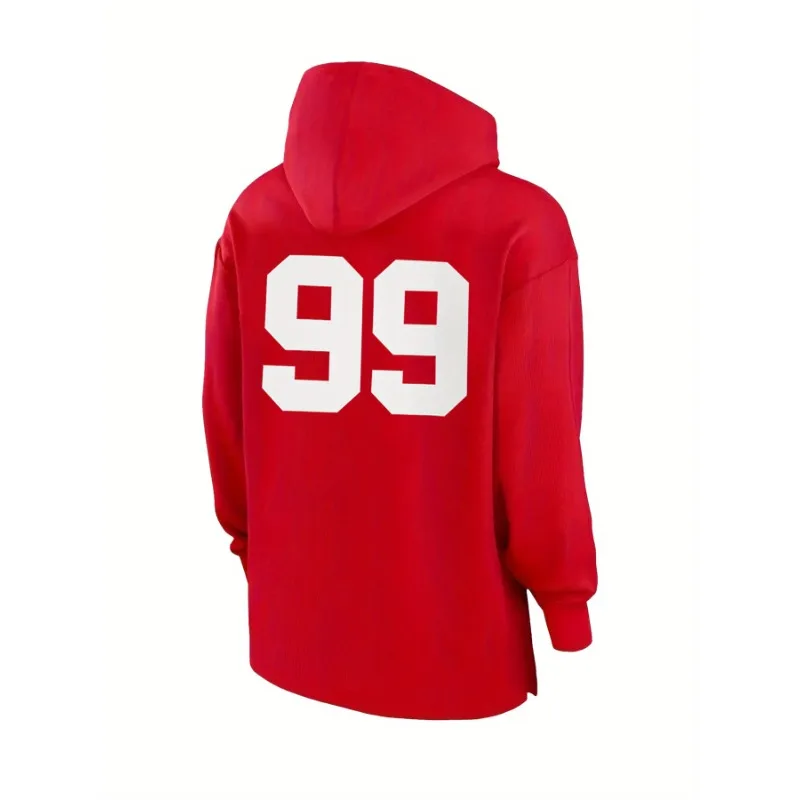 남성 캐나다인 # 99 자수 후드티 루즈핏, 캥거루 포켓이 있는 편안한 풀오버 캐주얼웨어 후드티 빈티지 후드티