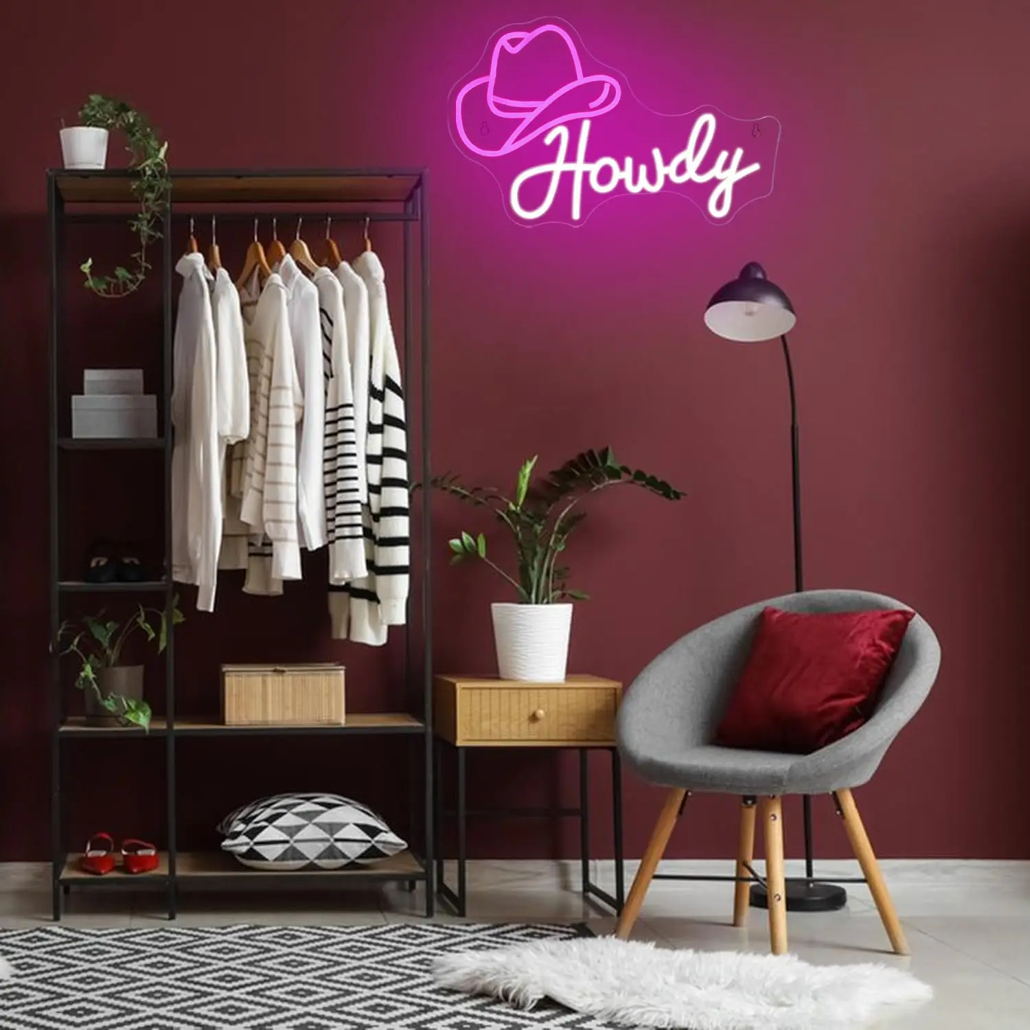 قبعة رعاة البقر النيون لتزيين البار الأرجواني الدافئ الأبيض عكس الضوء النمط الغربي رومانسية ضوء النيون غرفة نوم بار نادي ديكور الحفلات