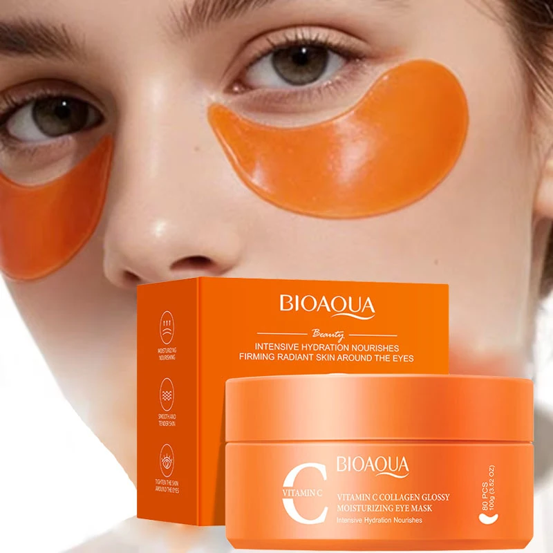 80pcs BIOAQUA Vitamin C Crystal Collagen Eye Mask Anti Dark Circles Anti-Wrinkles Firming Moisturizing Brightening Eye Patches