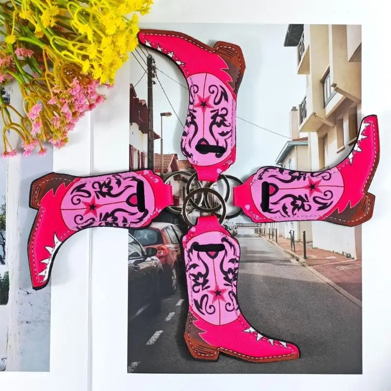  Pack of 12 Fabric Cowboy Boot Shaped Lipsticks Keychains Western Theme Pink
