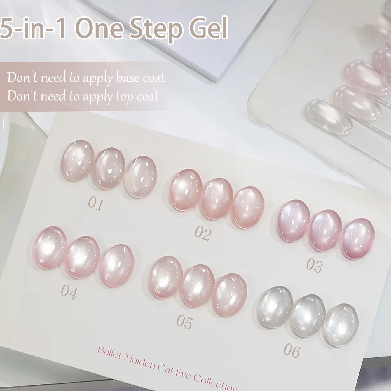 1pcs PSK 2026 Summer Popular High Gloss Glass Bead Cat Eye Gel Nail Polish New 5-in-1 One Step Gel Ice Transparent Nude Gel