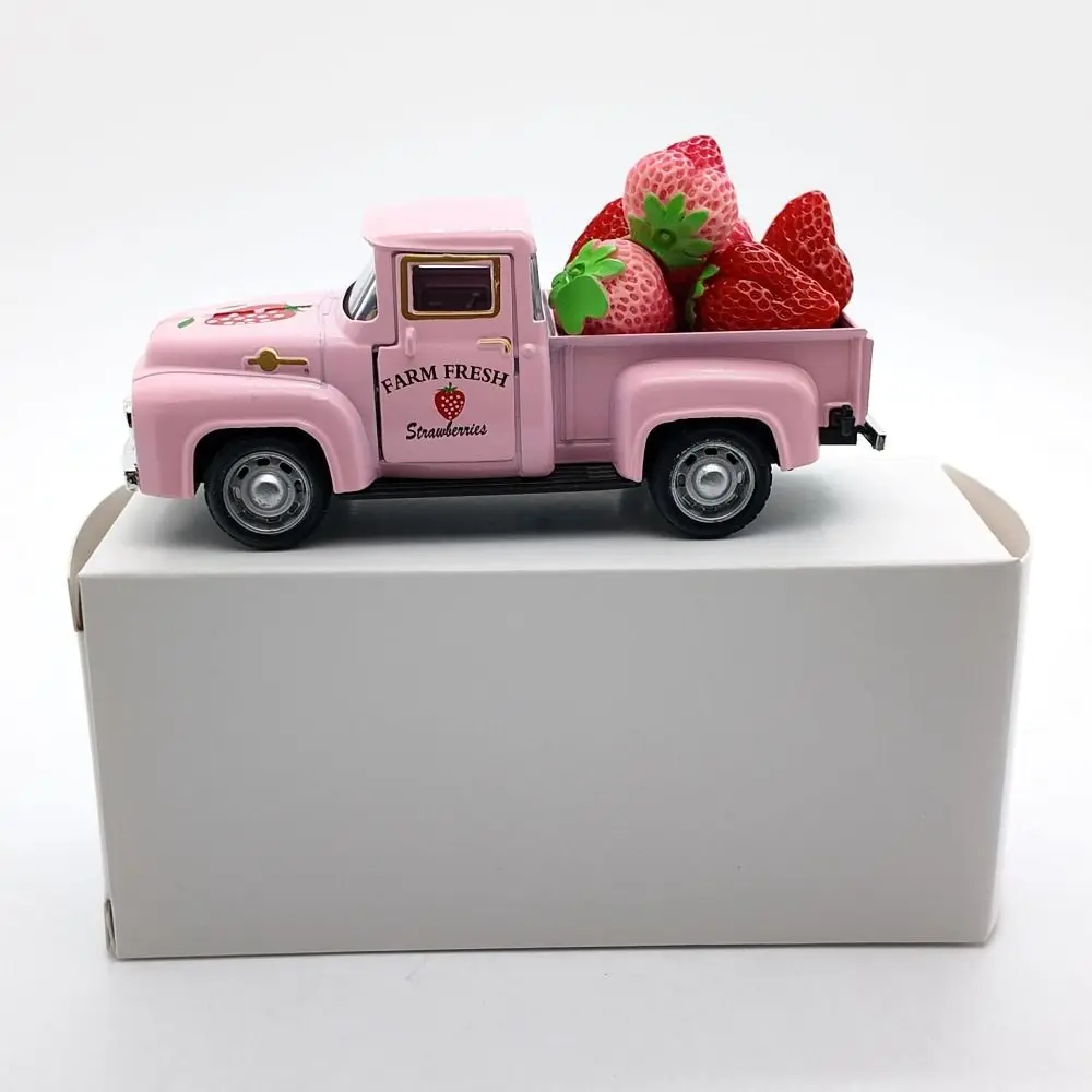 

Статуя, винтажный клубничный грузовик, декор, фигурки, сенсорная игрушка, мини-автомобиль, орнамент, ремесла, скульптура, металлическая миниатюрная модель автомобиля