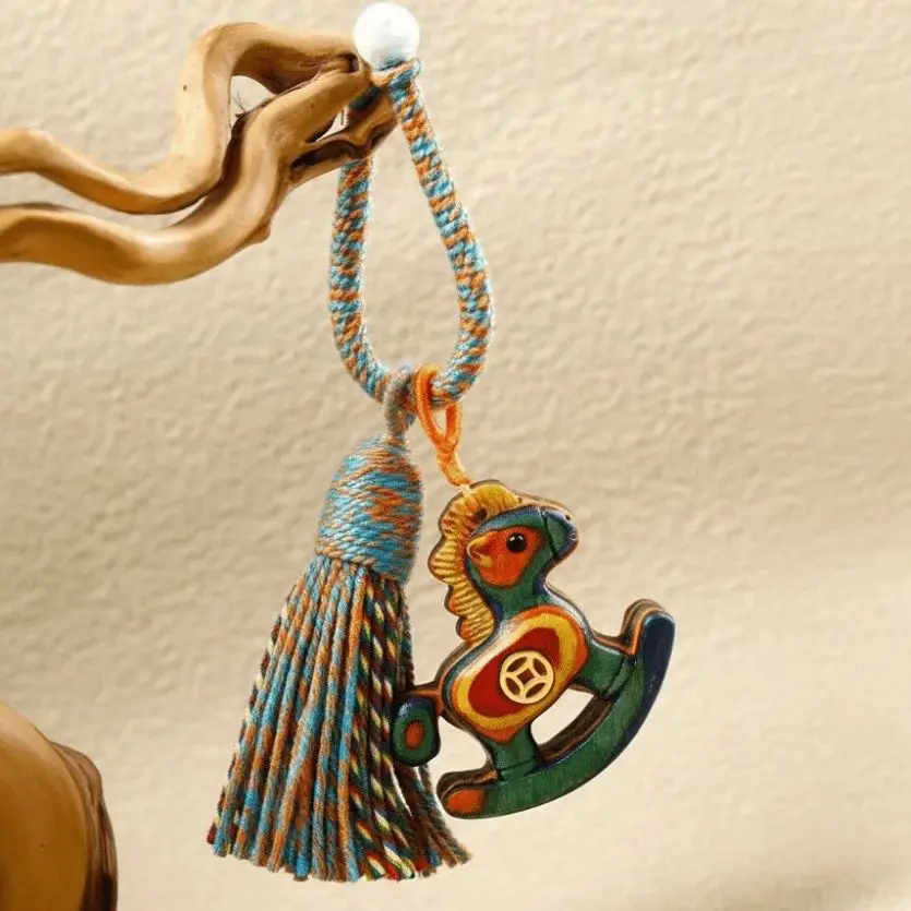 2026 جديد محظوظ الحصان شكل المال المفاتيح قلادة قوس قزح دائري الحصان زودياك الهاتف حقيبة سحرية ديكور زودياك هدية نعمة سحر #5