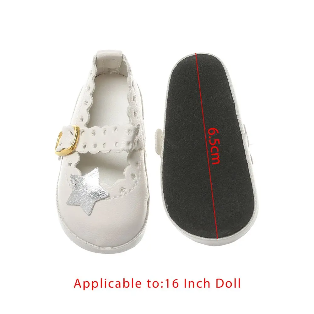 Mini Children Clothing Accessories Toys Birthday Gifts Doll Shoes Pentagram Toy Shoes 16 Inch Doll PU Leather Shoes