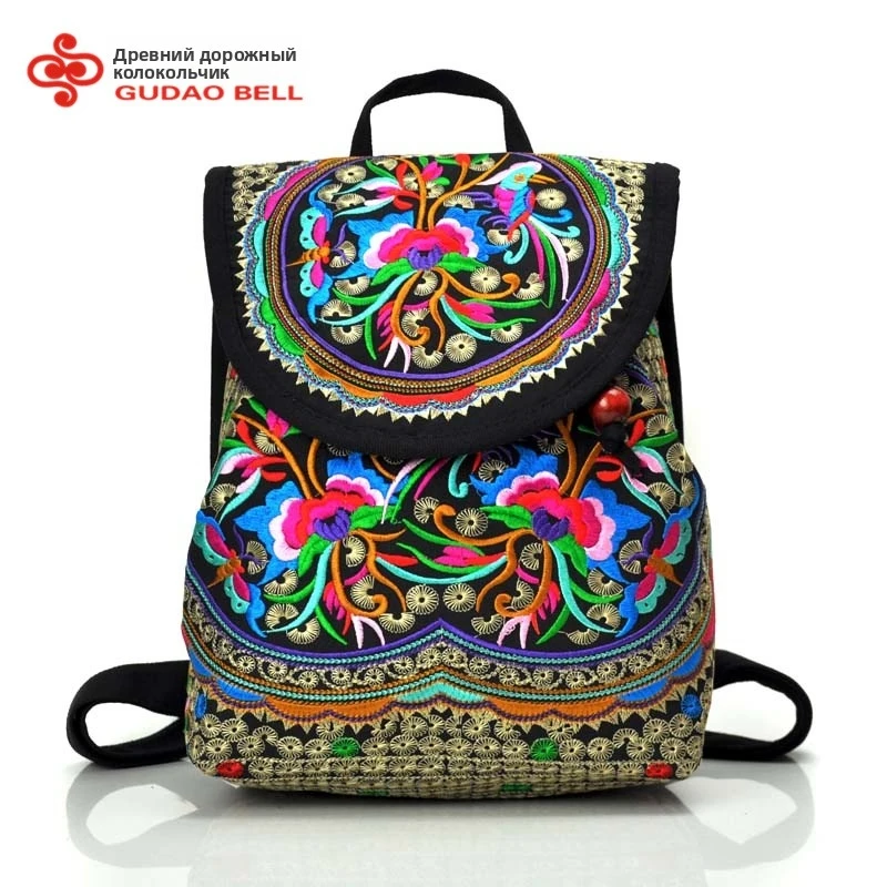 Ethnic style embroidered small backpack, Yunnan embroidered bag, embroidered women's shoulder bag