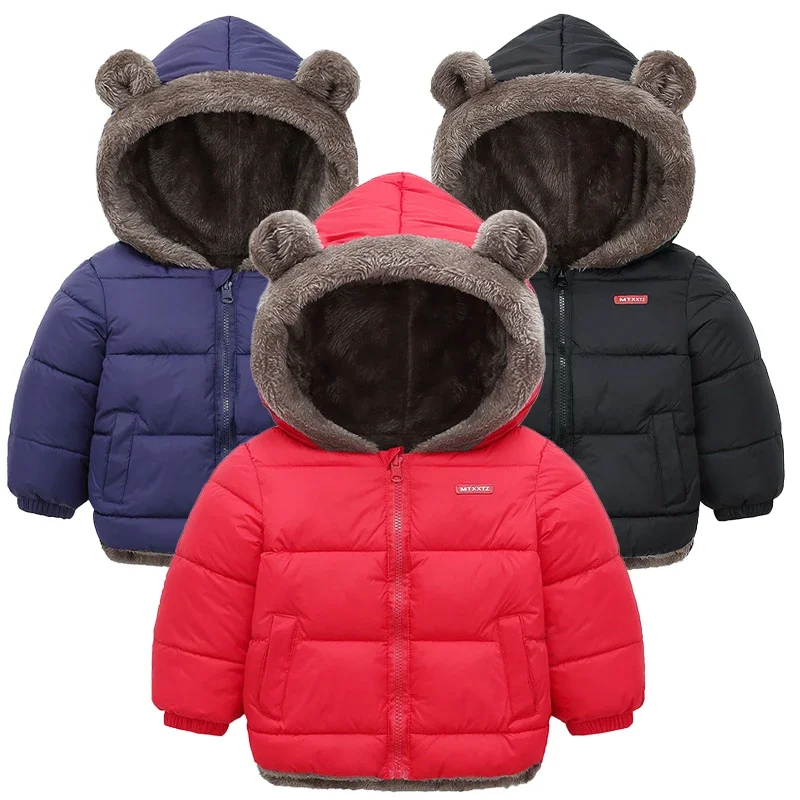 

2-6T Baby Autumn Winter Thicken Jacket All-match Cashmere Children Coat Boys Girls Solid Color Hooded Jacket Kid Parka Outerwear