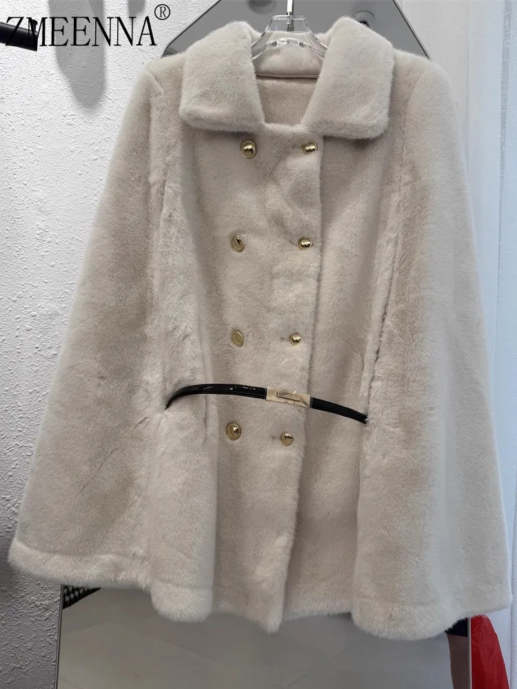 ZMEENNA معطف نسائي كلاسيكي مزدوج الصدر محززة التلبيب ملابس خارجية التعادل حزام خصر معطف شتوي دافئ أنيق ZM4475 #1