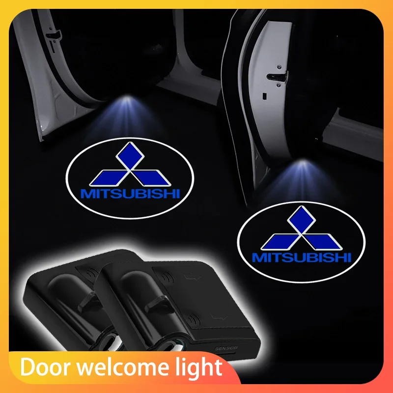 

Car Door LED HD Welcome Courtesy Shadow Projector Lamp Logo Light For Mitsubishi Motors Metal Label Sticker Label Emblem Chrome