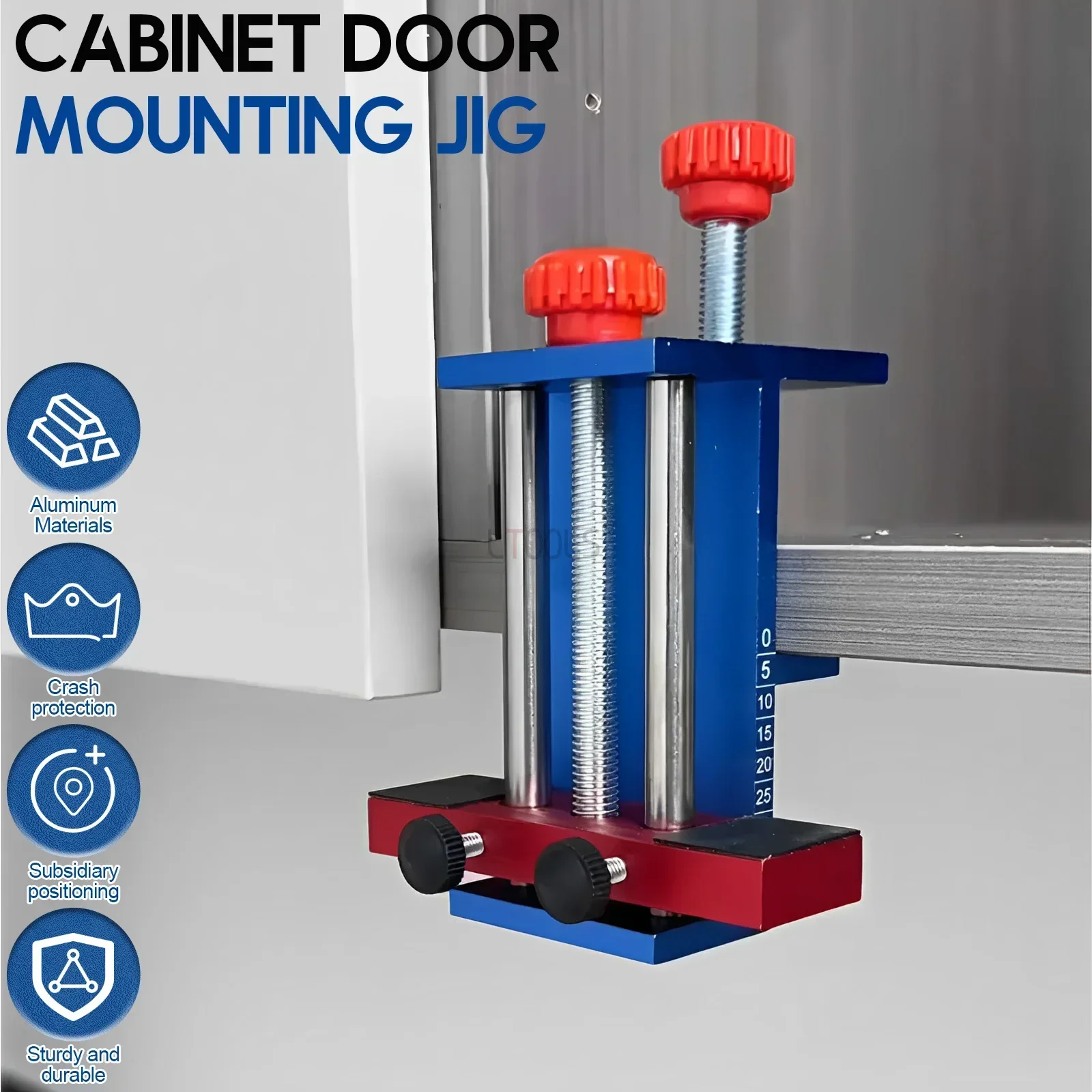 Cabinet Door Installation Positioner 0-30mm Aluminum Alloy Hardware Jig Frame Auxiliary Support Fixture for Most Cabinet Doors