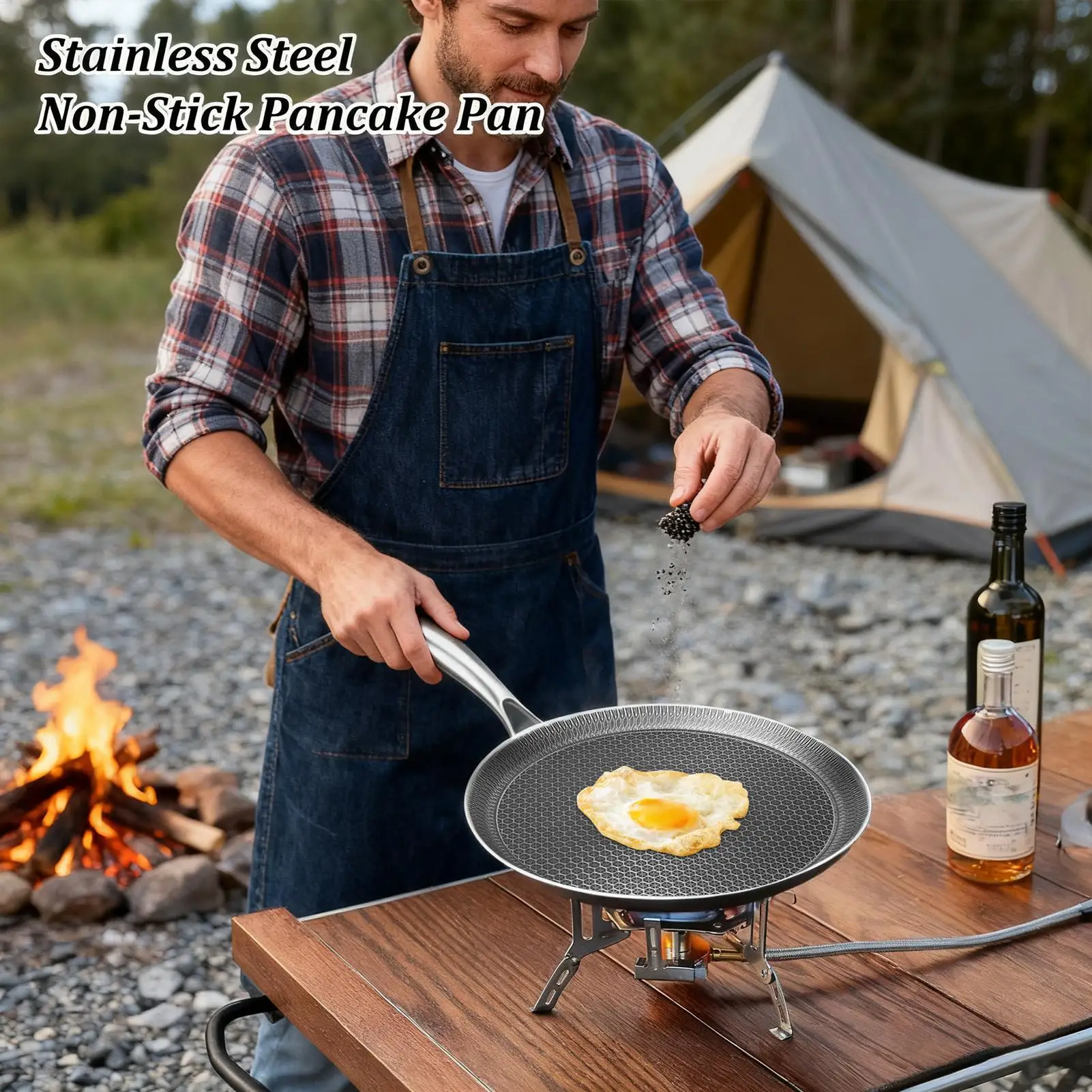 

Non-Stick Pancake Pan Honeycomb Coating Stainless Grill Non-Stick Flat Frying Pan For Egg Cooking Outdoor Barbecue Stove Cooktop