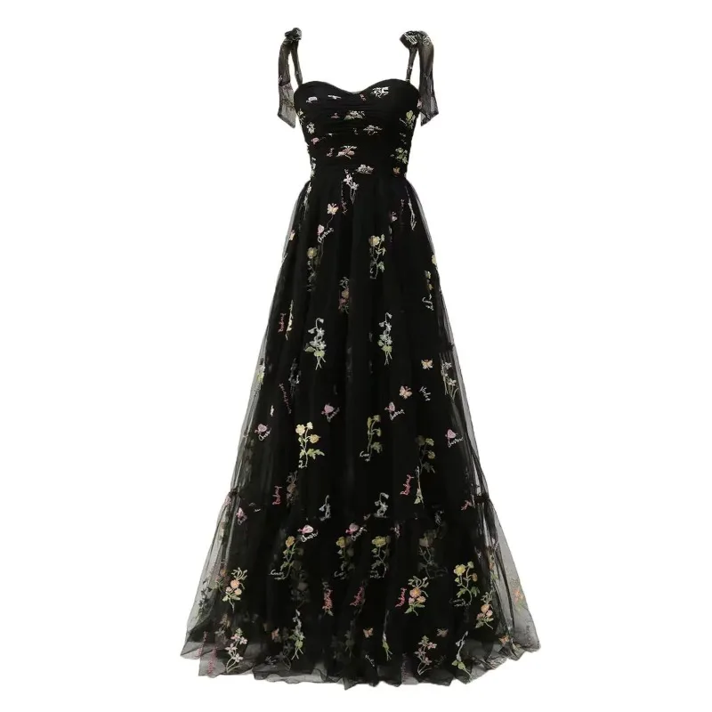 

Evening dress flowers, suspenders tube top niche high-end banquet temperament
