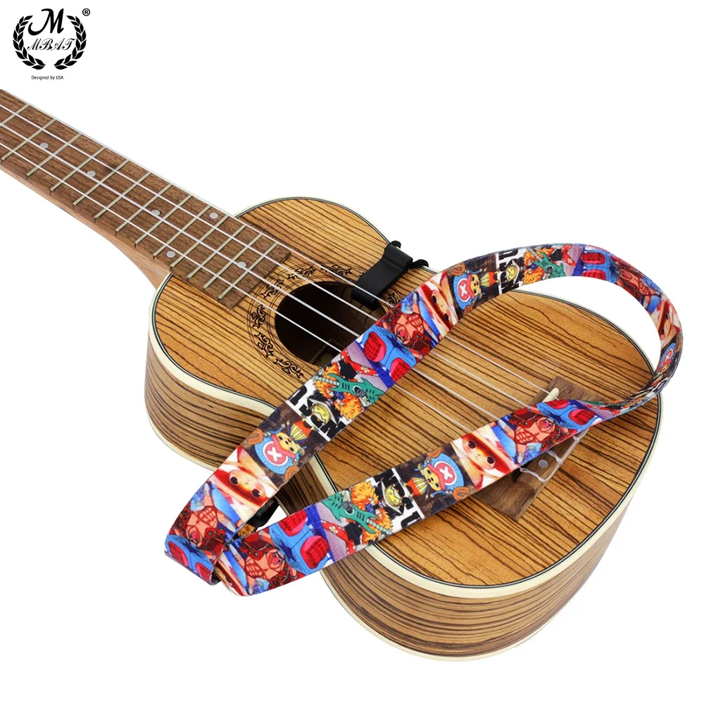 Universal Ukulele Strap 4 String Hawaiian Guitar One Piece Cartoon Pattern Neck Belt Sling with Hook