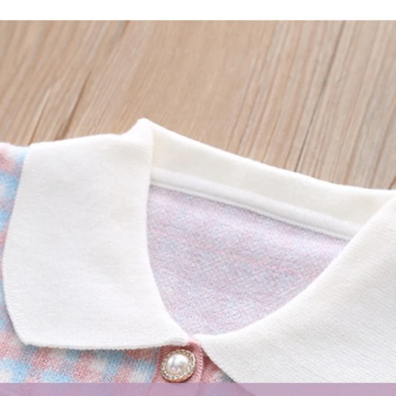 Menina primavera e outono inverno pequeno vento perfumado conjunto de lã bebê menina gola polo casaco hip envoltório saia curta conjunto de duas peças