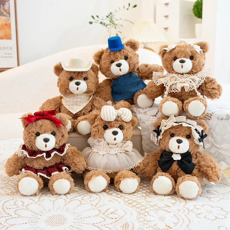 

15 см милая кукла-медведь, мягкая плюшевая игрушка, мягкое мультяшное платье, медведь, аниме, плюшевая игрушка для детей, подарок на день рождения, каваи, декор комнаты