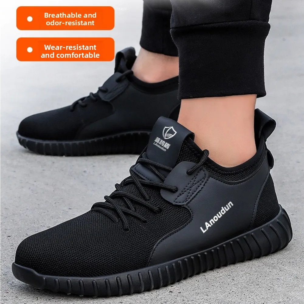 New Men's Safety Shoes Anti-Smash Anti-Puncture Lightweight Durable Soft Comfortable All-Season Work Shoes Breathable