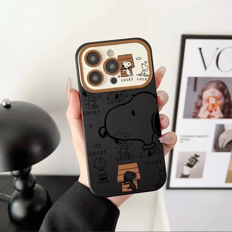 New Cute Anime Peripheral Snoopy TPU Soft Phone Case for IPhone 16 17 15 Pro 13 ProMax 14 Plus Pro All-inclusive Holiday Gift