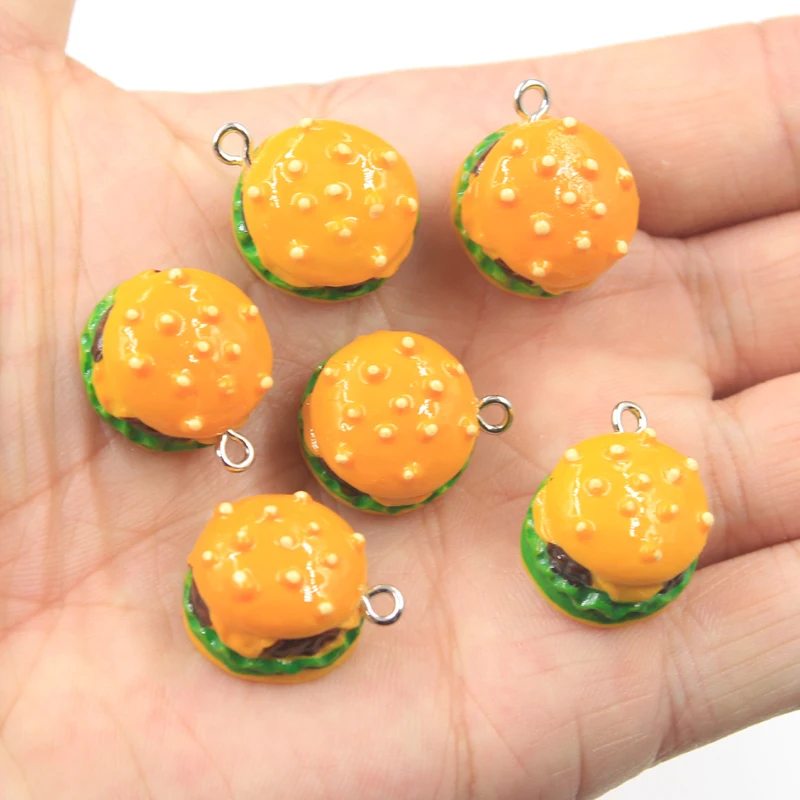 10pcs Charms Simulate Burger Food Hamburger 20x17x12mm Antique Silver Color Pendants Making DIY Handmade Tibetan Finding Jewelry