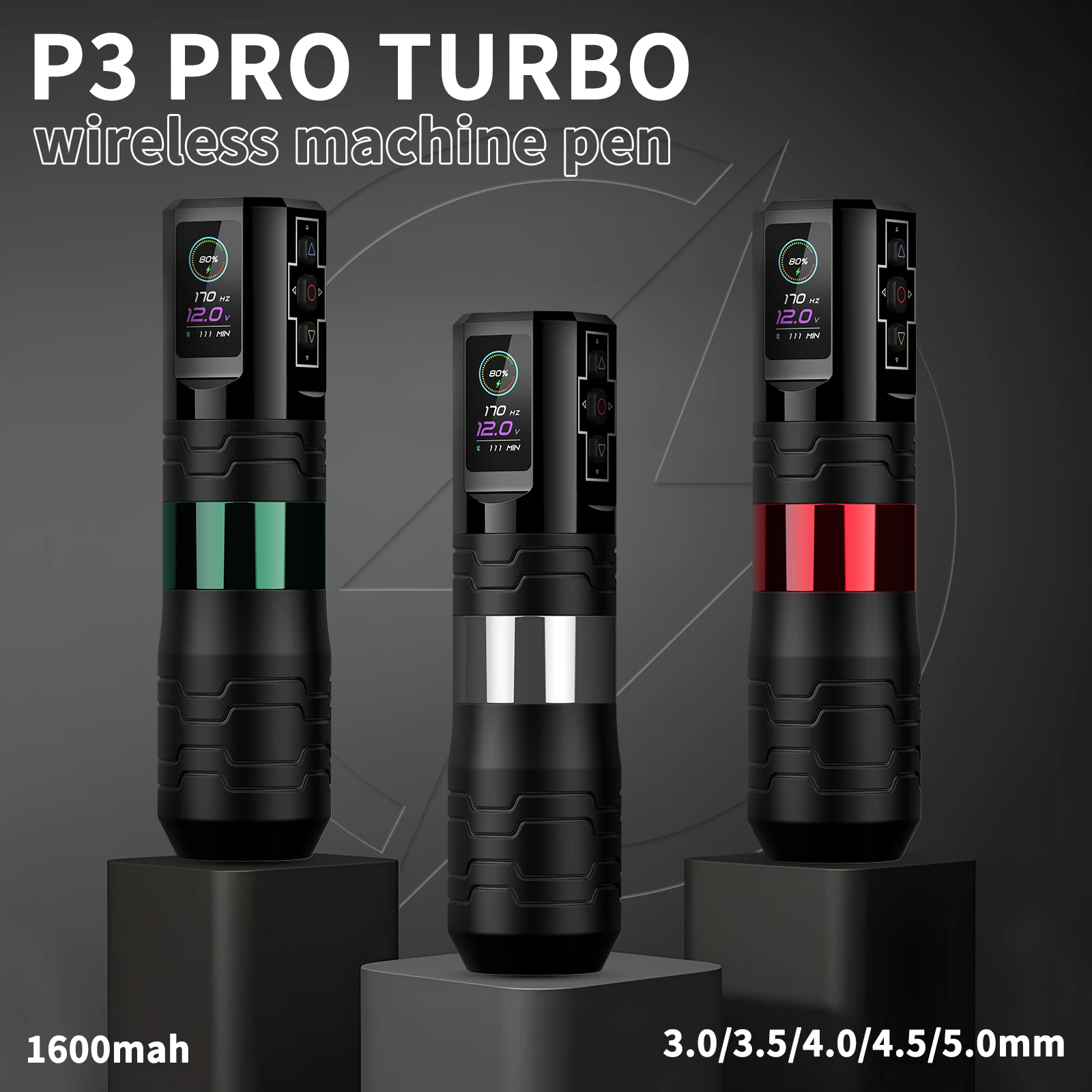 

EZ P3 Pro Turbo Беспроводная аккумуляторная ручка для татуировки Машина с регулируемым ходом Поворотная ручка для татуировки OLED Цифровой дисплей Портативная мощность