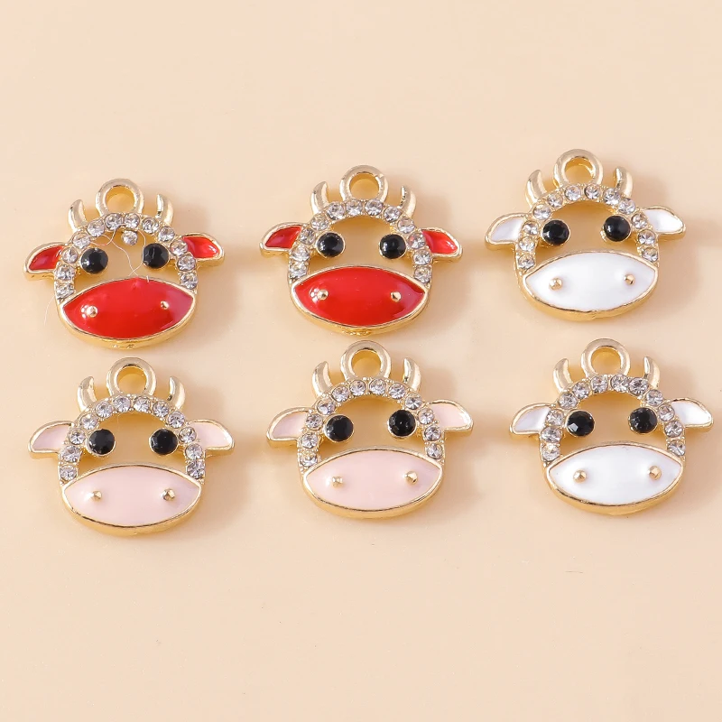 Leslie 10 Stück Kristallmilchkuh Charms für DIY Schmuckherstellung, handgefertigte Ohrringe, Charms, Halskette, Anhänger, Zubehör – Detail 1
