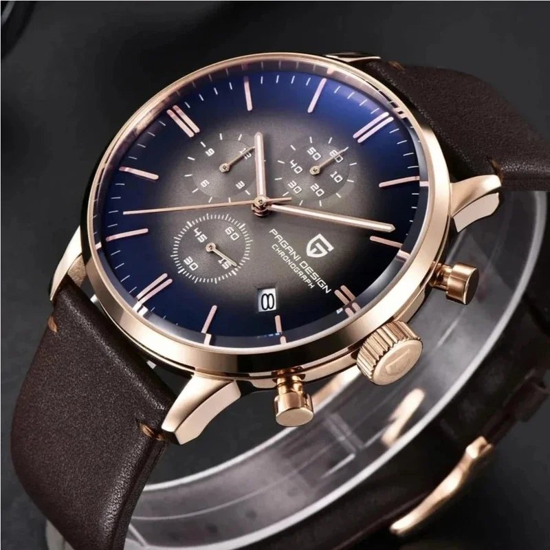 PAGANI DESIGN PD2720K 30M Waterproof Men Automatic Watch Chronograph Date Silver Case Stainless Steel Dress Watch