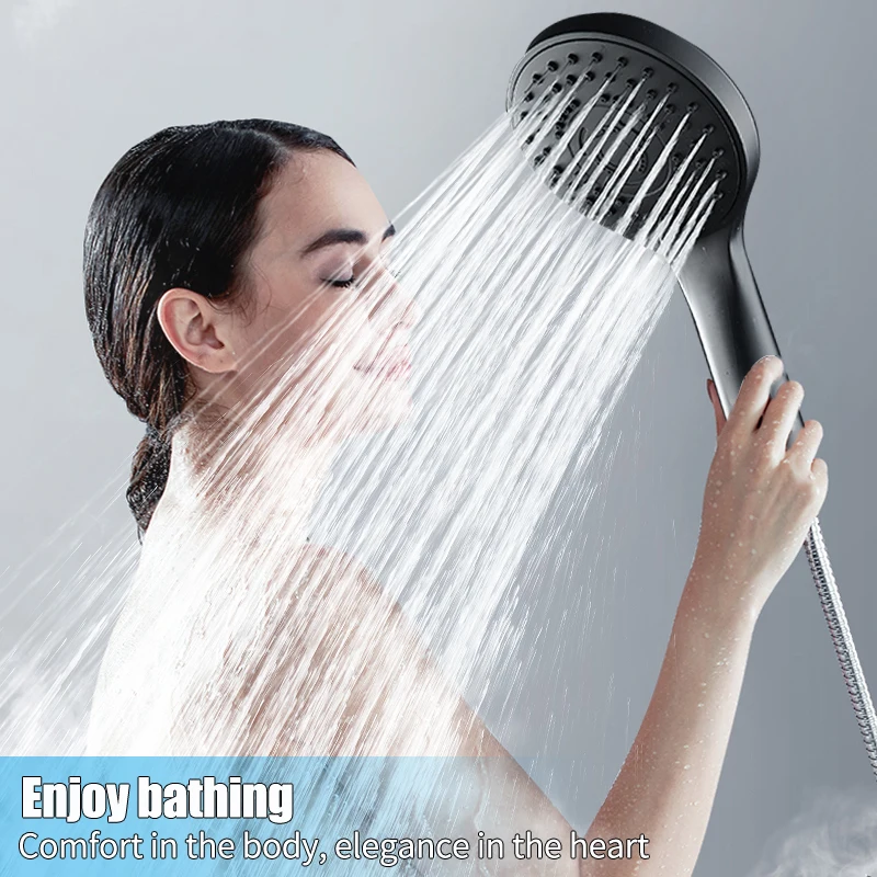 

EHEH Black Bath Shower Head 7 Modes Adjustable High Pressure Water Saving Rainfall Handheld Showerhead Bathroom Accessories