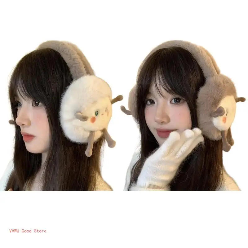 Furry Plush Cartoon Sheep Earmuffs for Cold Weather Outdoor Winter Activity Ear Cover Lamp Ear Protectors for Students