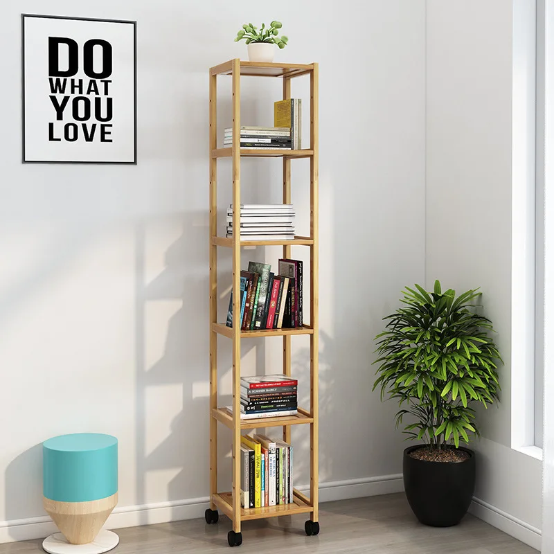Student Living Room Simple Floor Standing Bookshelf Children's Assembly Multi-layer Table Storage Rack Bamboo Stationery Shelf