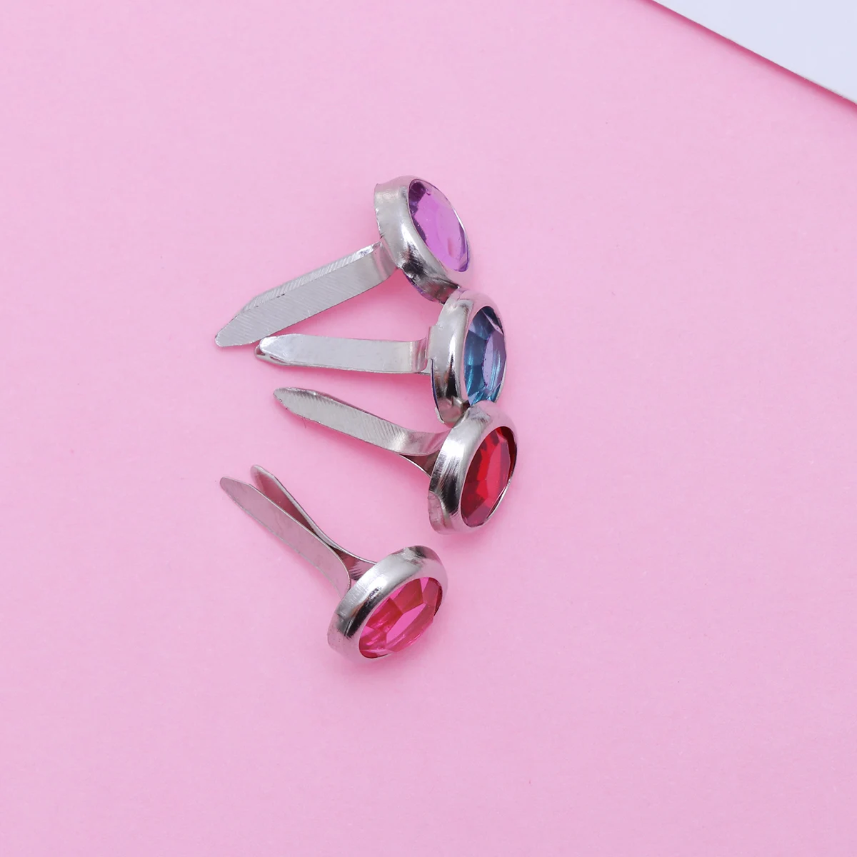 

50 Pcs Diamond-inlaid Decorative Studs Metal Brads Fasteners Craft Mini Scrapbooking