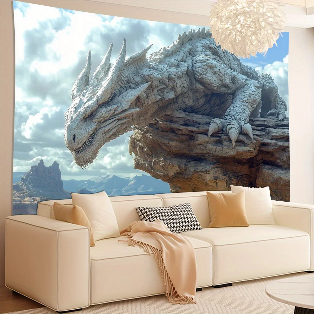 Epic Dinosaur Tapestry Wall Art T Rex Raptor Jurassic Jungle Adventure Scene Large Room Decor Hanging Print 150x300cm