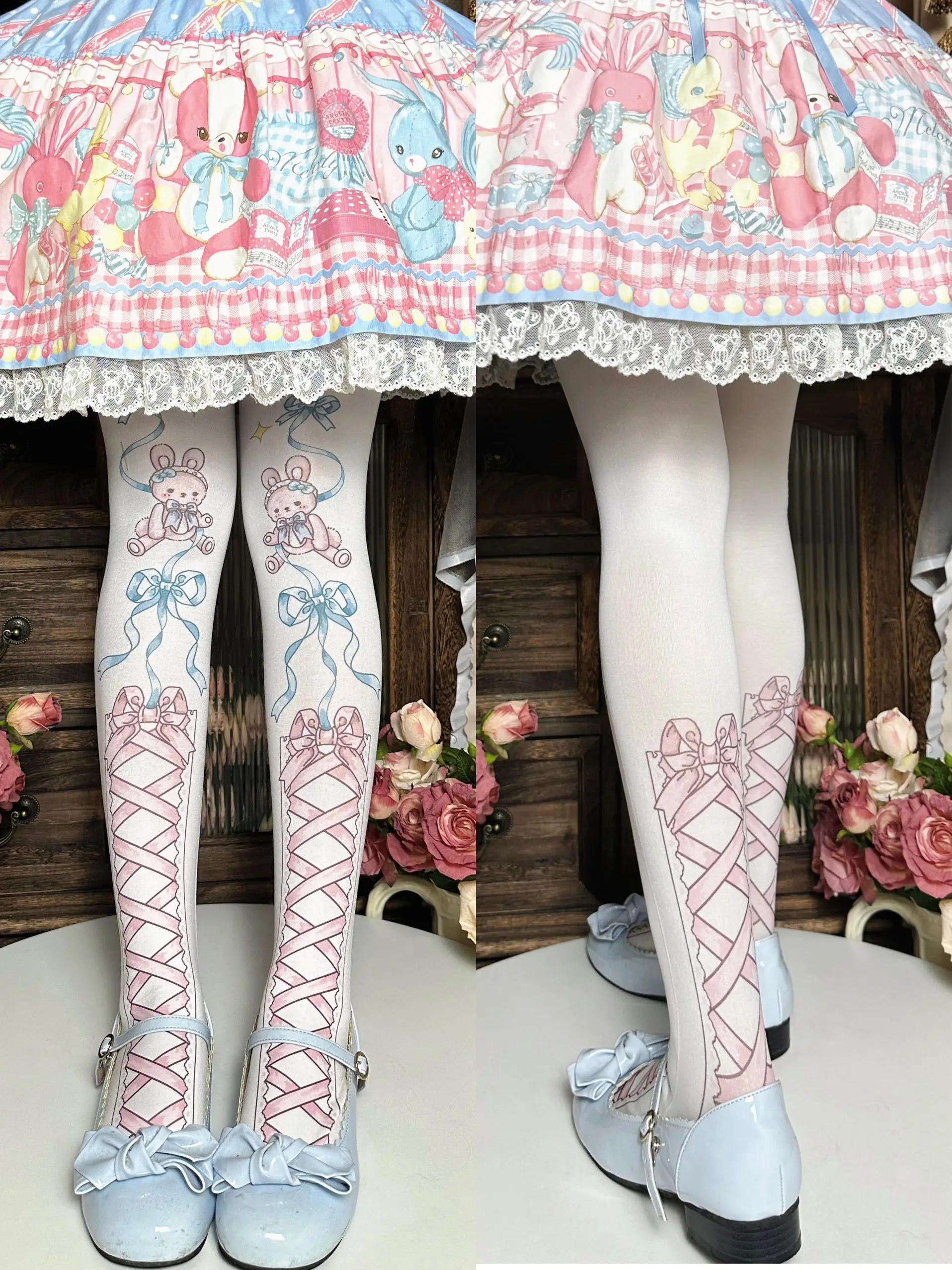 Kawaii Japanese Doll Original Sweetheart Girl Lolita Socks Velvet Sweet Cute Straps Rabbit Lo Pantyhose Leg Socks for Women